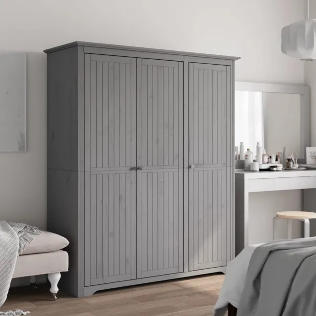 vidaXL Kledingkast BODO 146x53,5x173 cm massief grenenhout grijs, foto 2