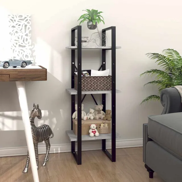 vidaXL Boekenkast met 3 schappen 40x30x105 cm bewerkt hout betongrijs grijs, foto 2