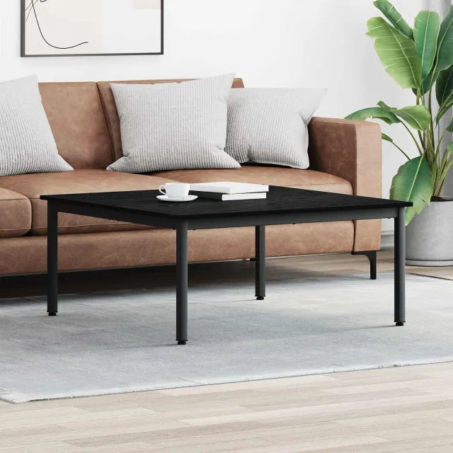 vidaXL Salontafel Zwart Eiken 100 x 100 x 45 cm Bewerkt hout, foto 2