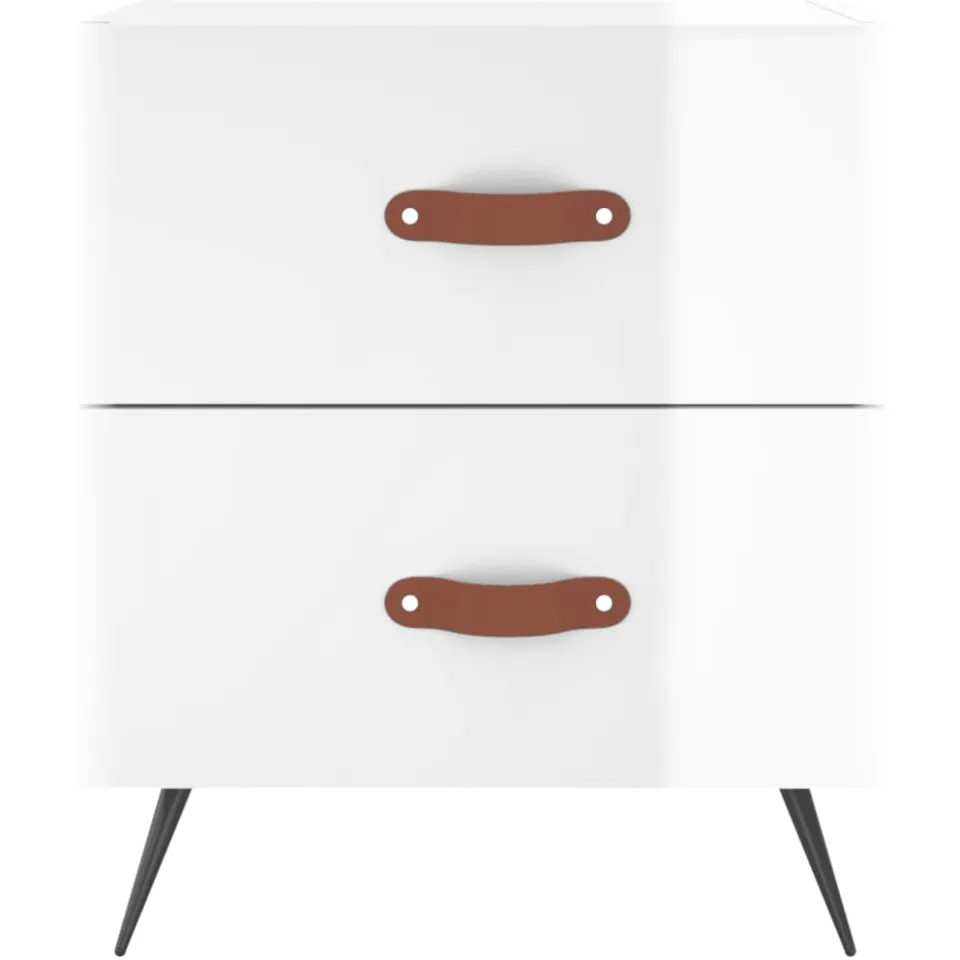 vidaXL Nachtkastje 40x35x47,5 cm bewerkt hout hoogglans wit, foto 4