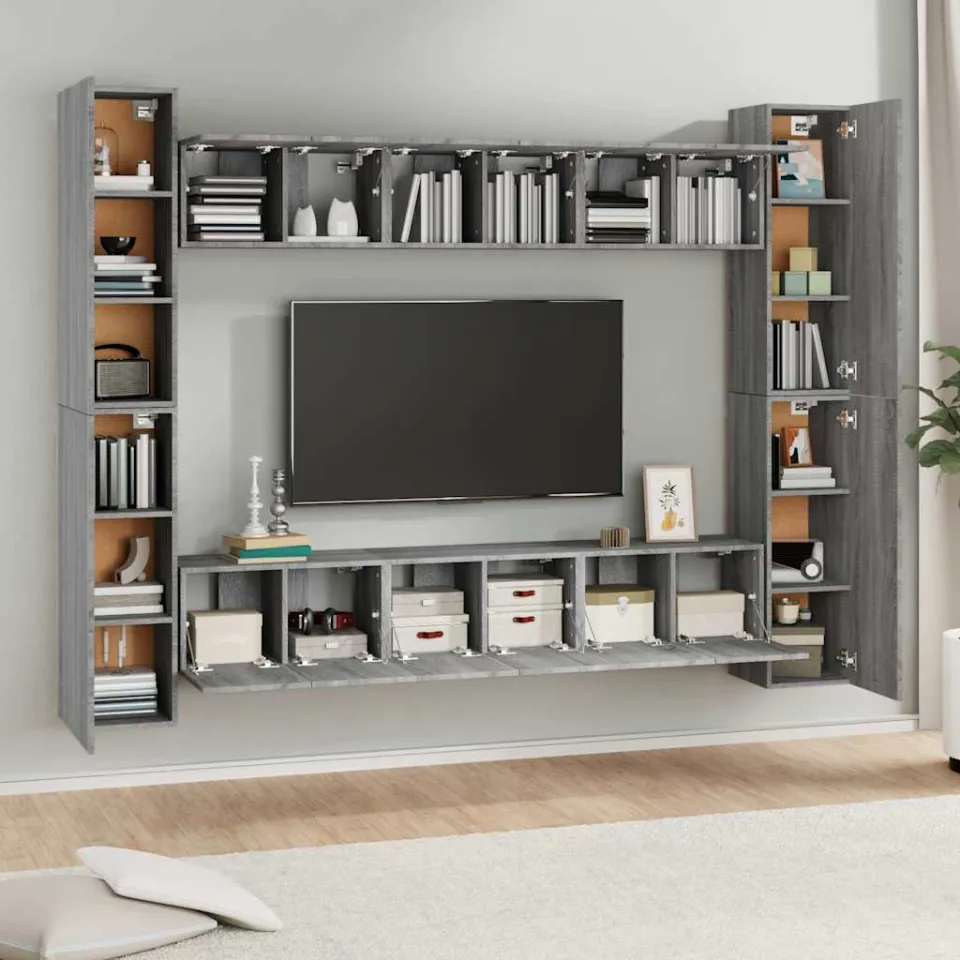 vidaXL 10-delige Tv-meubelset bewerkt hout grijs sonoma eikenkleurig, foto 4