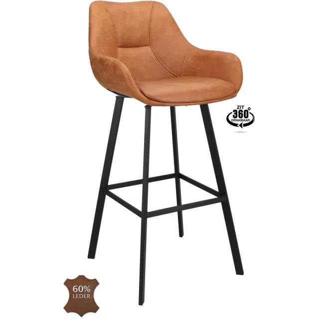 Wehkamp Home barkruk (set van 2) Camel leer