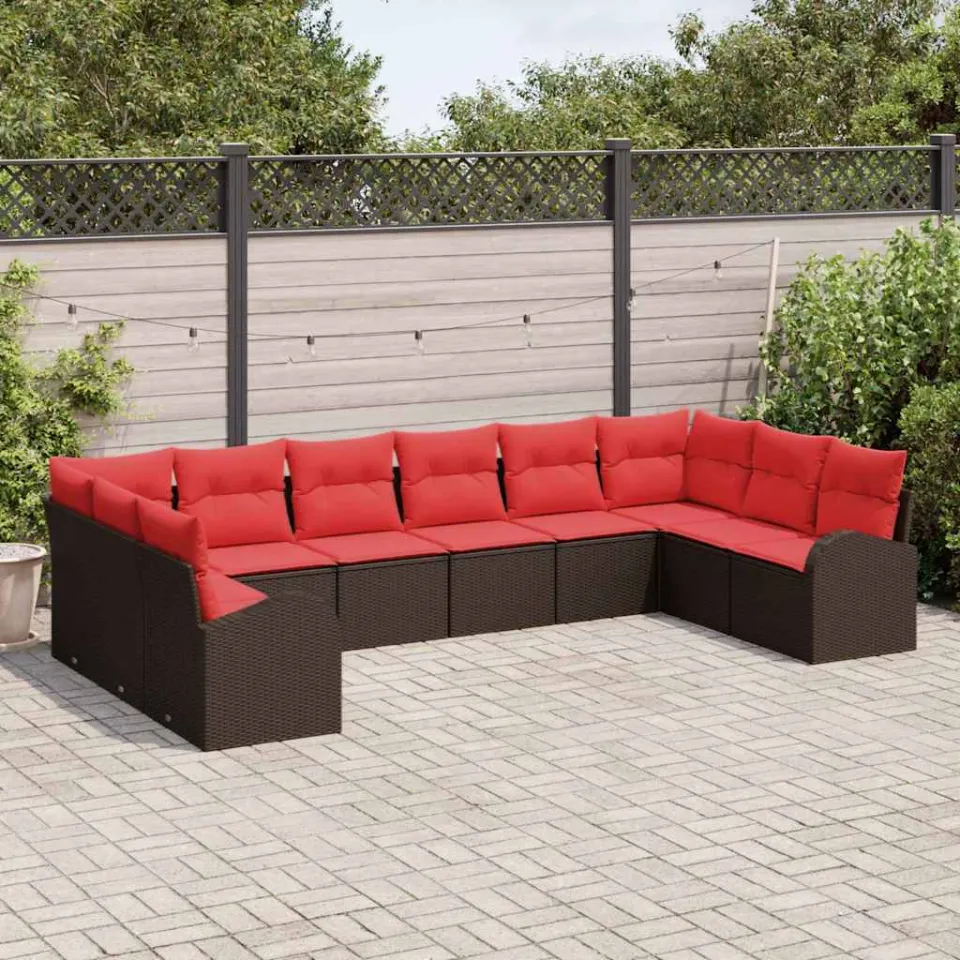 vidaXL Bankstel 10 st Bruin poly rattan, foto 3