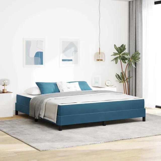 vidaXL Boxspringbed met matras Donkerblauw 180 x 200 cm Stof