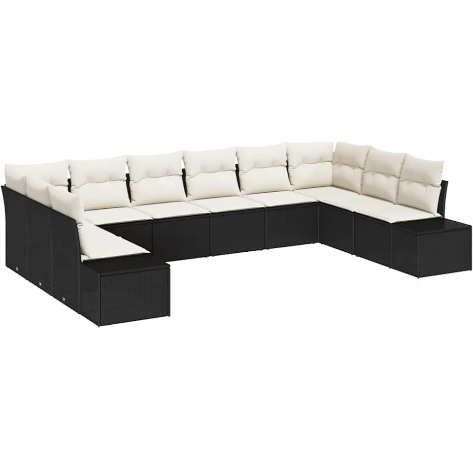 vidaXL Tuin Sofa Set 10 st Zwart poly rattan