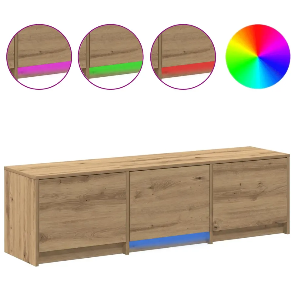 vidaXL TV-kast met LED 140 x 34 x 40 cm Artisanaal eiken, foto 4