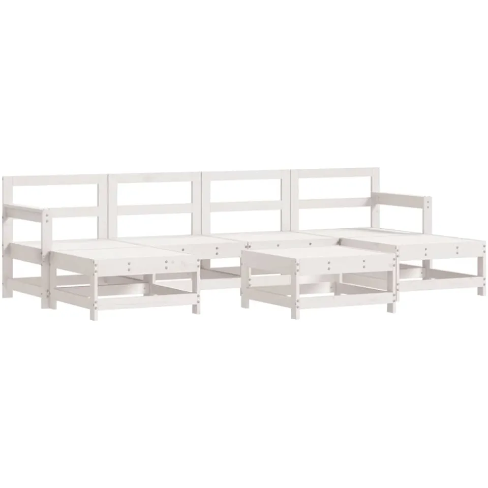 vidaXL 7-delige Loungeset massief grenenhout wit