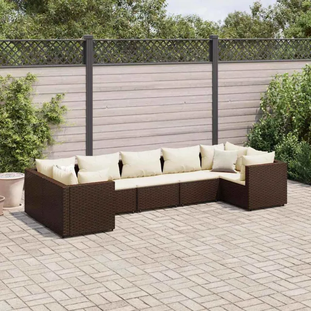 vidaXL 7-delige Loungeset met kussens poly rattan bruin, foto 2