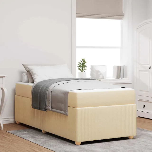 vidaXL Bedframe met matras Crème 80 x 200 cm Stof