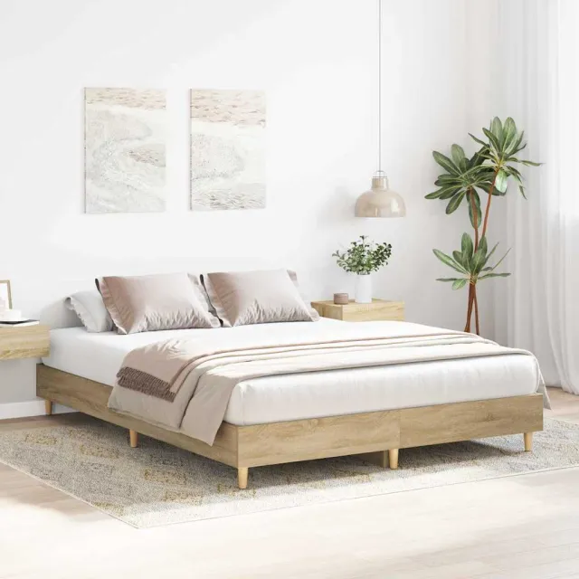 vidaXL Bedframe Sonoma 152 x 203 cm Bewerkt hout Bruin