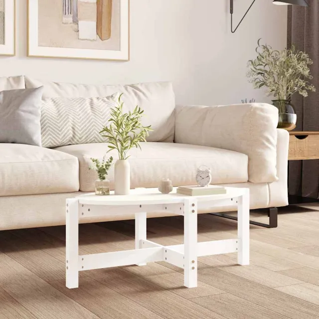 vidaXL Salontafel 87x48x35 cm massief grenenhout wit, foto 2