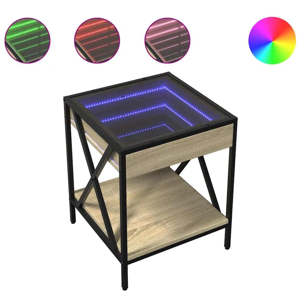 vidaXL Nachtkastje met Infinity LED 40x40x49 cm sonoma eikenkleurig, foto 4