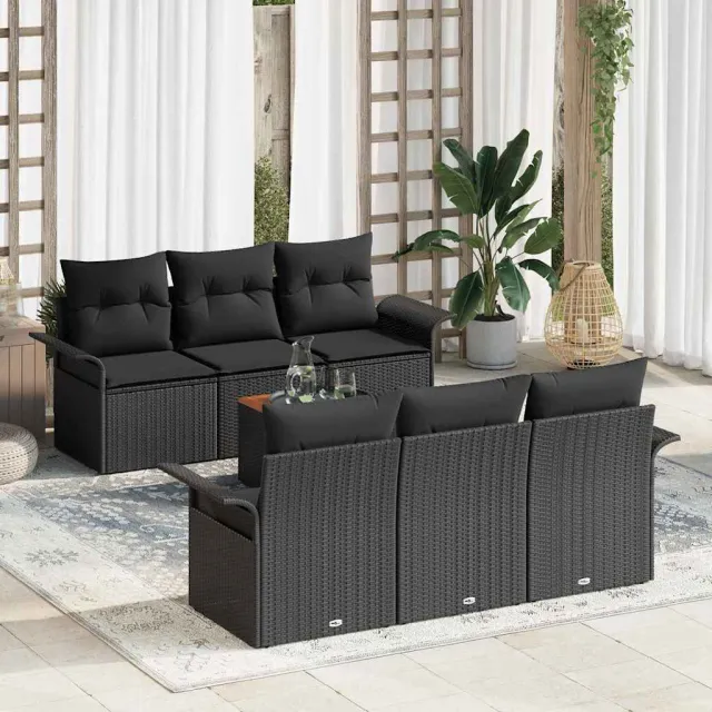 vidaXL Tuin Sofa Set 7 st Zwart poly rattan