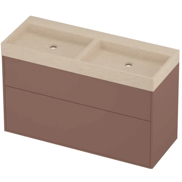 Proline Evoli Badmeubelset Hardsteen Loft Zonder Gat 120x46x75 cm Sand Stone Beauty Blush Rosé Goud