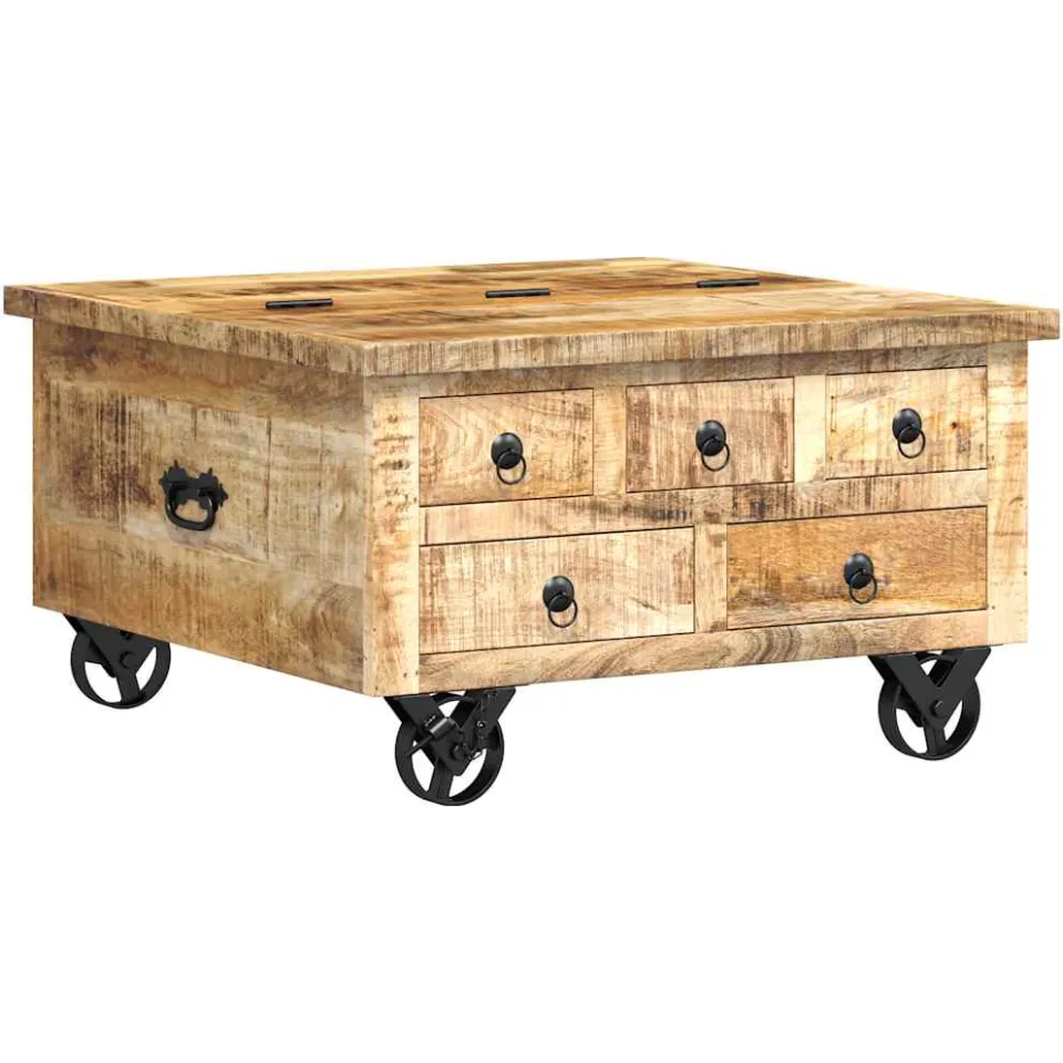 vidaXL Salontafel 70x70x40 cm ruw mangohout Bruin