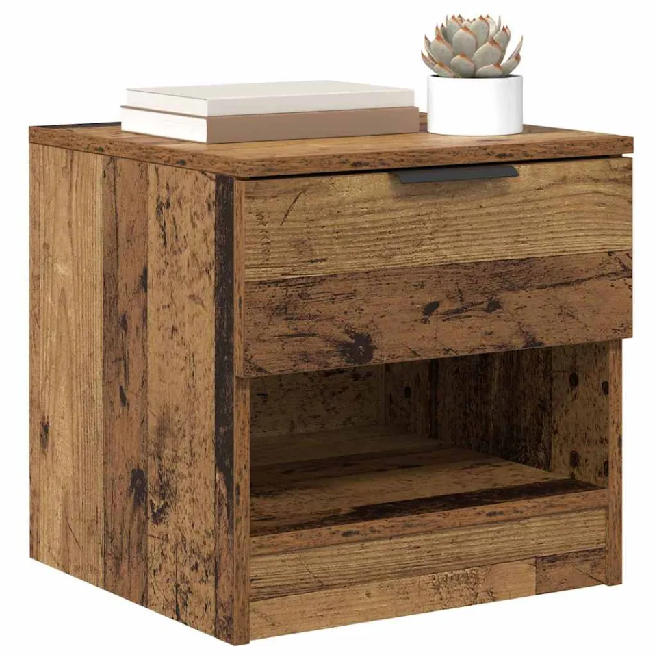 vidaXL Bed kast 2 st Oudhout 40 x 39 x 40cm Bewerkt hout Bruin