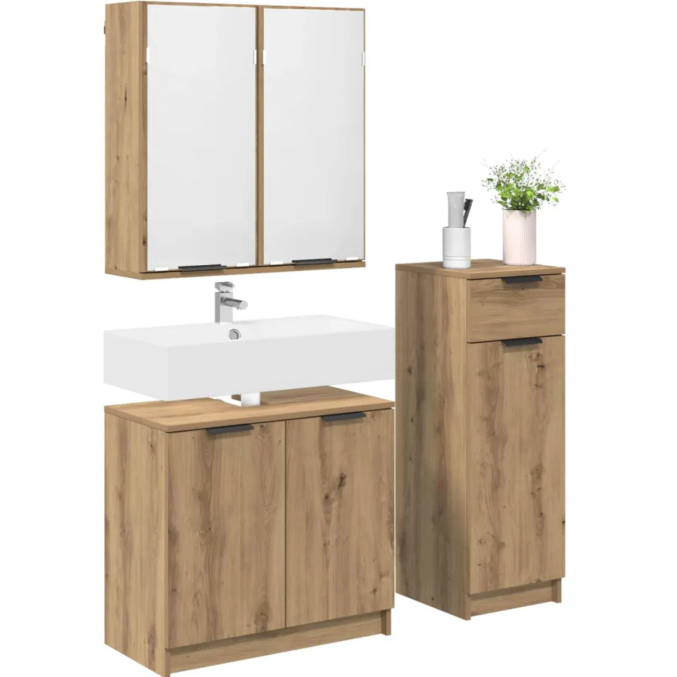 vidaXL Badkamermeubelset 3 st Artisan Eiken 64,5 x 33,5 x 59 cm Bruin