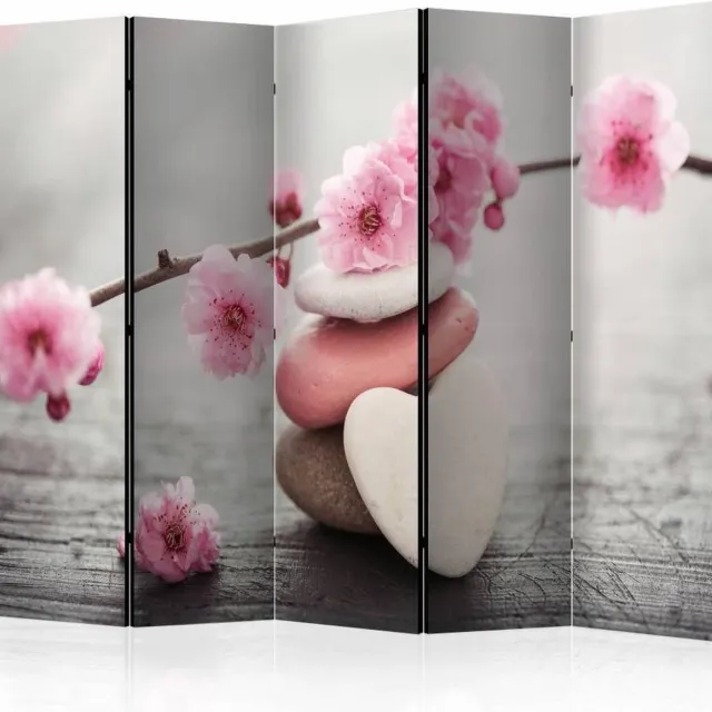 karo-art Vouwscherm / Kamerscherm - Zen bloemen 225x172cm , gemonteerd geleverd, dubbelzijdig geprint Multikleur