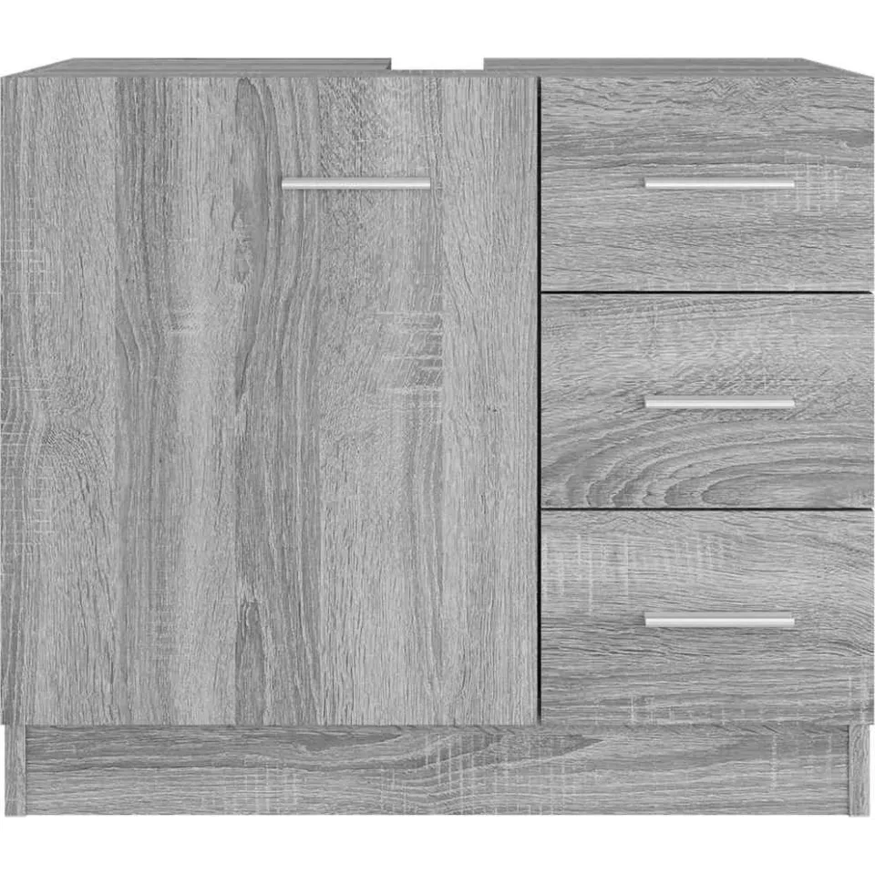 vidaXL Wastafelkast 63x30x54 cm bewerkt hout grijs sonoma eikenkleurig, foto 4