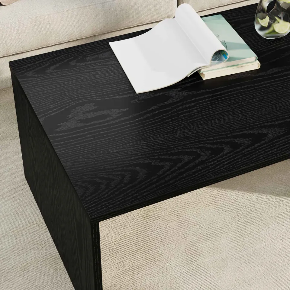 vidaXL Salontafel Zwart Eiken 95 x 50 x 34 cm Bewerkt hout, foto 4