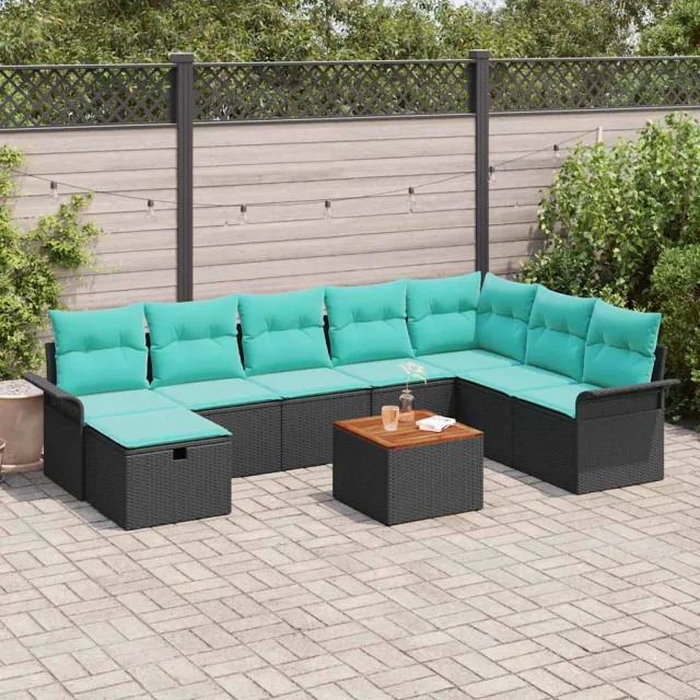 vidaXL Tuinbankenset 9 st Zwart Poly riet, foto 2