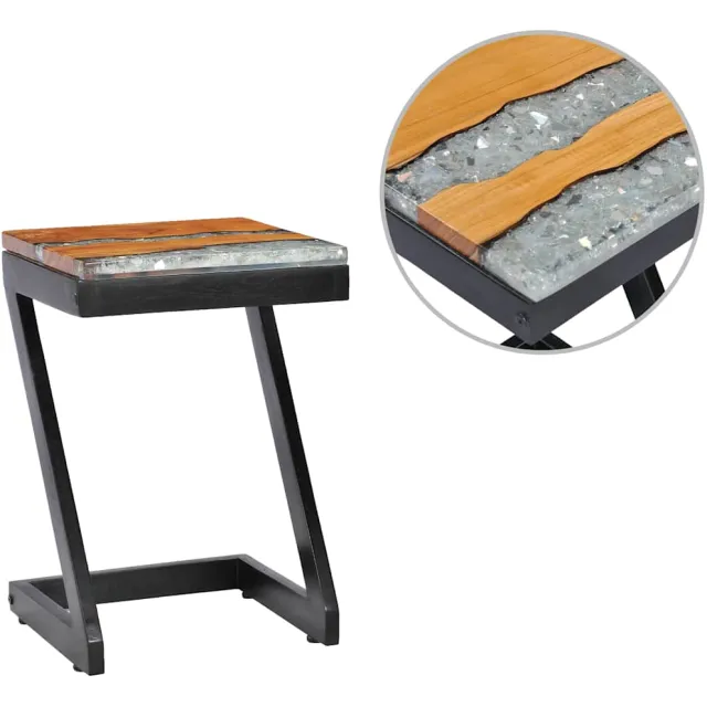 vidaXL Salontafel 30x30x50 cm massief teakhout en polyresin Meerkleurig