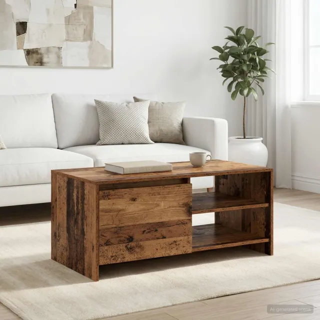 vidaXL Salontafel Oud hout 102 x 50 x 45 cm Bewerkt hout bruin, foto 2