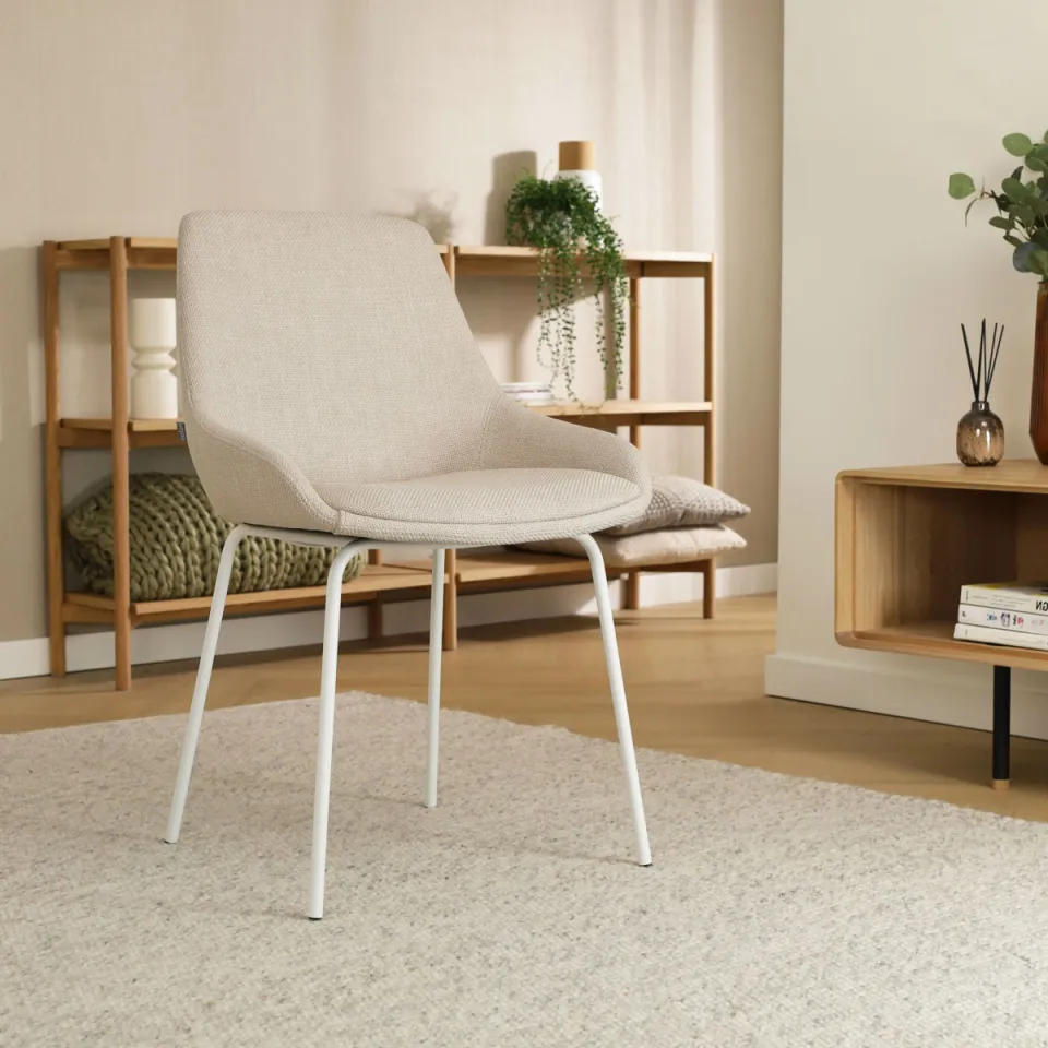 Nolon Nora-Isa eetkamerstoel beige - wit onderstel, foto 2