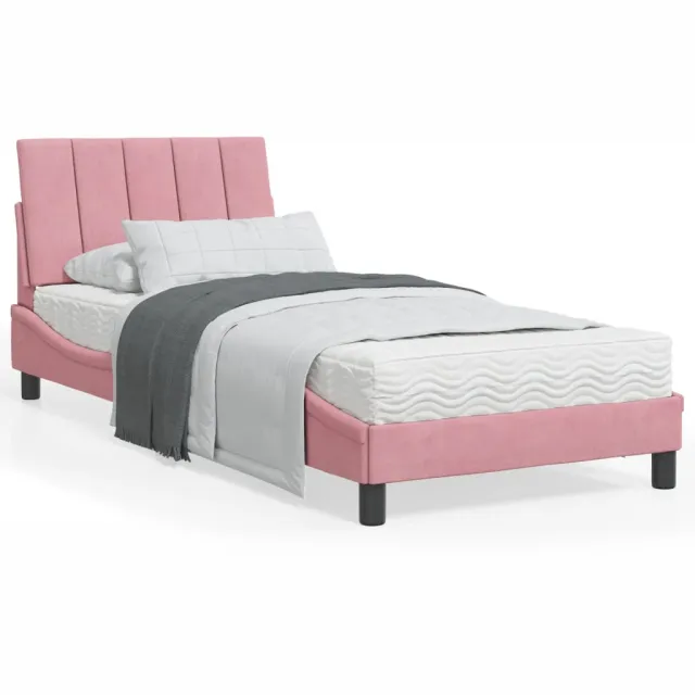 vidaXL Bed met matras "Hanko" fluweel roze 90x190 cm