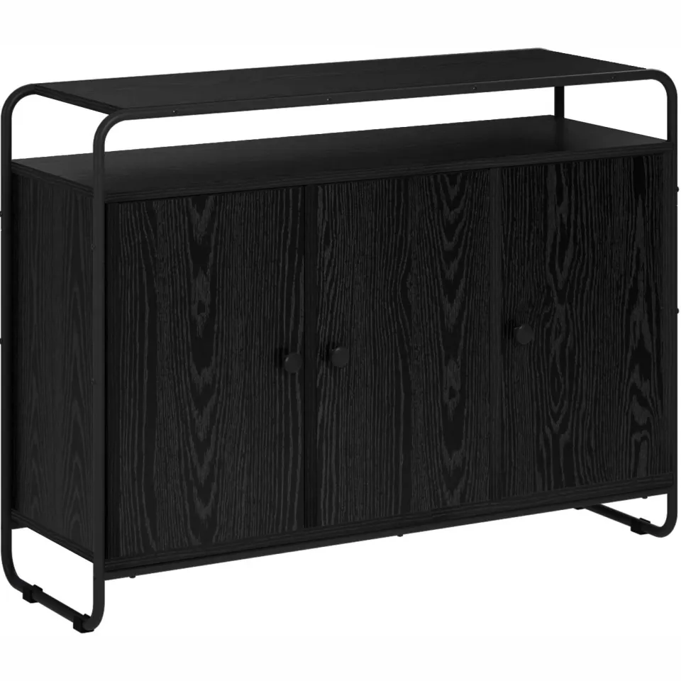 vidaXL Dressoir Zwart eiken 102 x 35 x 75 cm Bewerkt hout, foto 3