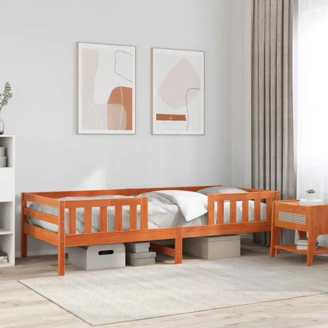 vidaXL Bedframe zonder matras massief grenenhout wasbruin 90x200 cm bruin