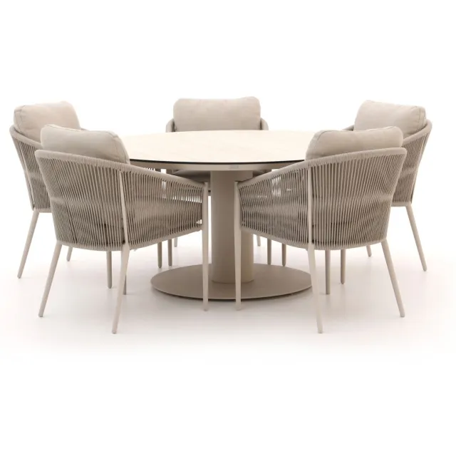 Bellagio tuinmeubelen Bellagio Mineo/La Fonte ø 150cm dining tuinset 6-delig Taupe