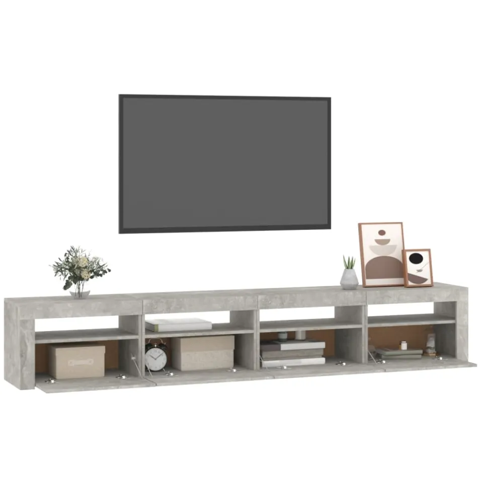vidaXL Tv-meubel met LED-verlichting 240x35x40 cm betongrijs grijs, foto 3