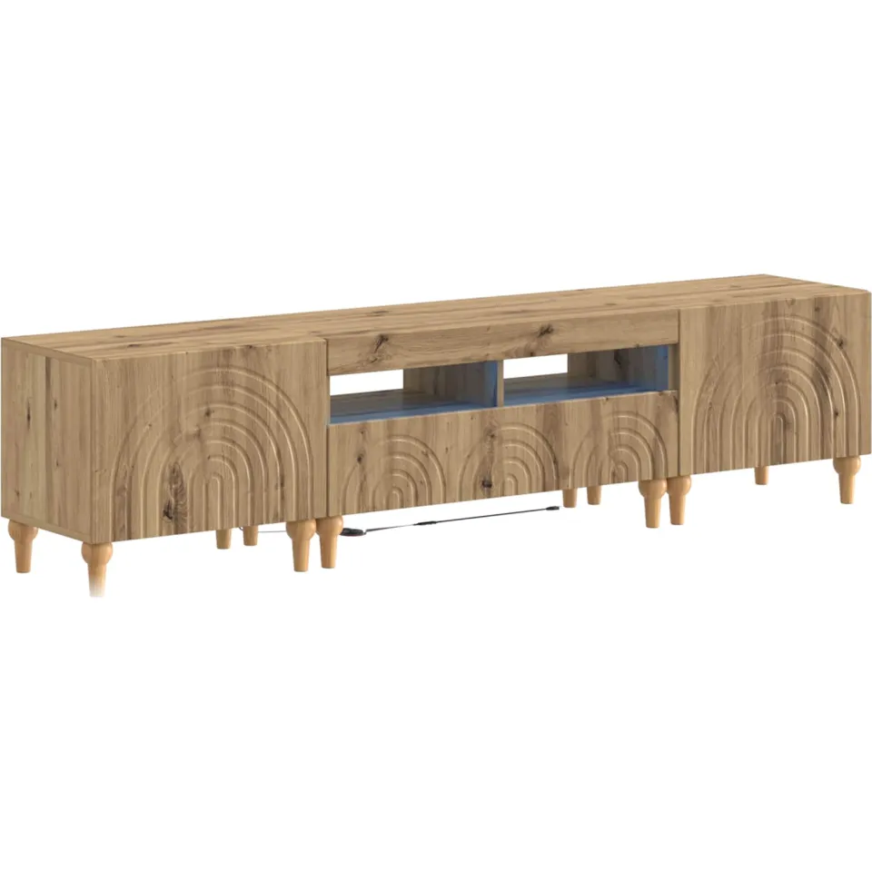 vidaXL 3-delige LED TV-kast Artisanaal eiken Bewerkt hout Grijs