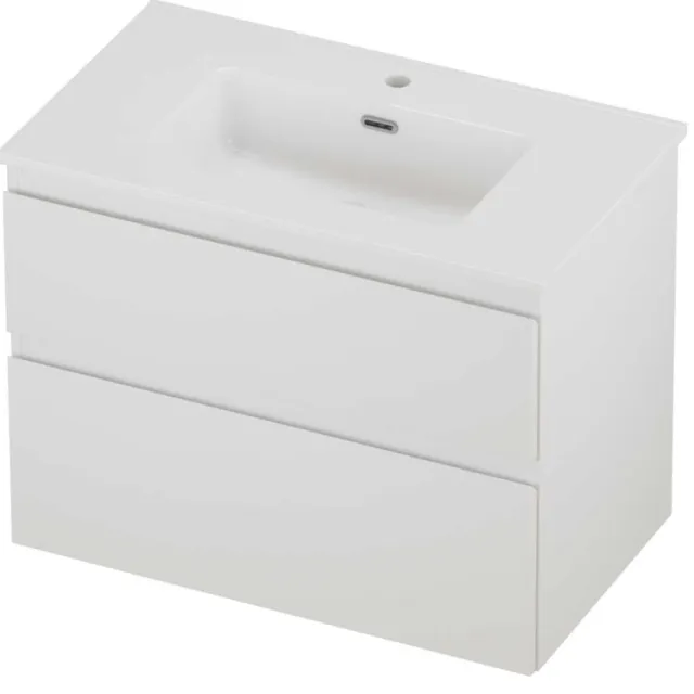 Proline Tribute Badmeubelset Porselein Elegant 1 Kraangat 80x46x62 cm Glans Wit Mat Wit