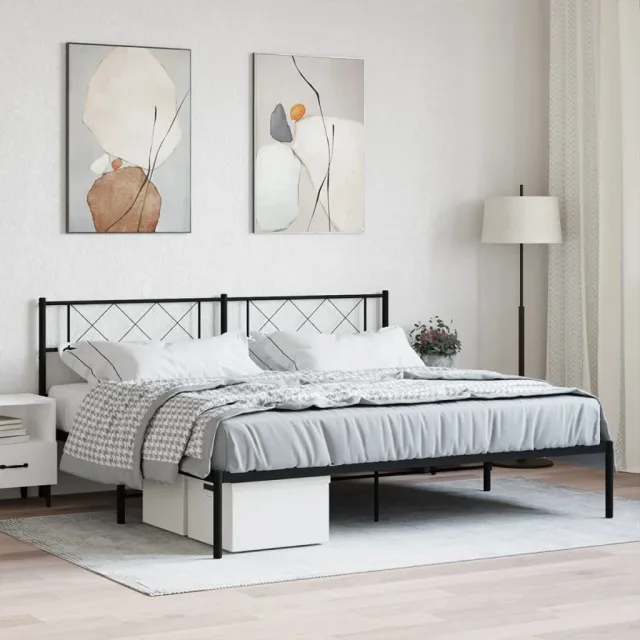 vidaXL Bedframe met hoofdbord metaal zwart 180x200 cm