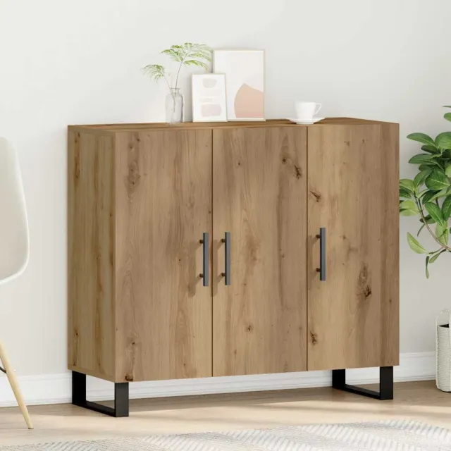 vidaXL Dressoir Artisan Eiken 90 x 34 x 80 cm Bewerkt hout Bruin