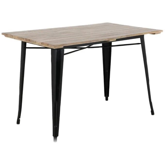 Bolero Bistro Eettafel Met Mangohouten Lattenblad En Zwarte Poot 1200mm