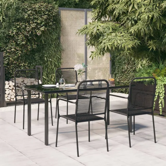 vidaXL 5-delige Tuinset katoenen touw en staal zwart, foto 2