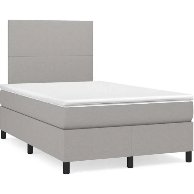 vidaXL Boxspring met matras en LED stof lichtgrijs 120x190 cm grijs