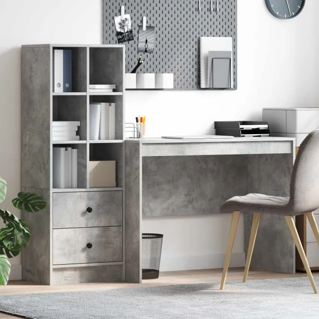 vidaXL Bureau Beton Grijs 145.5 x 50 x 127 cm 2 st