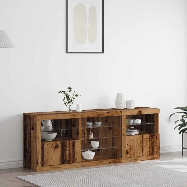 vidaXL LED Sideboard Oud hout 181,5 x 37 x 67 cm Bewerkt hout Bruin