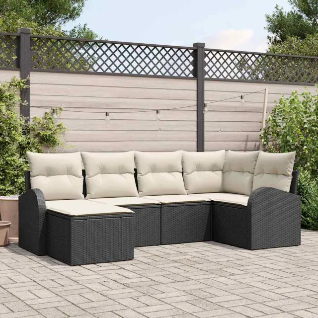 vidaXL Tuinbankenset 6 st Zwart poly rattan