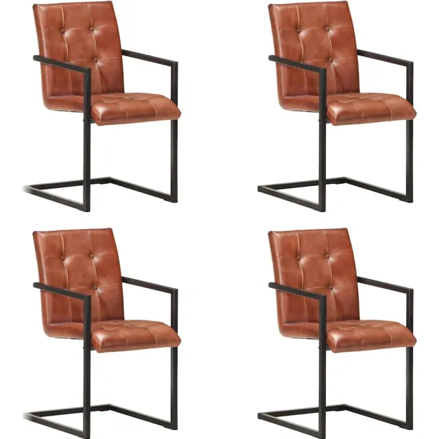 vidaXL Eetkamerstoelen 4 st echt leer bruin