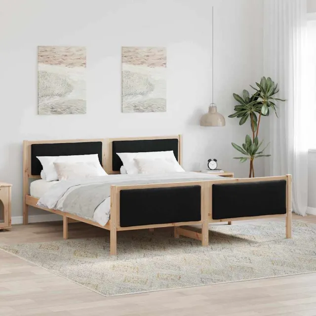 vidaXL Bedframe met hoofdeinde Zwart 180 x 200 cm Stof Bruin