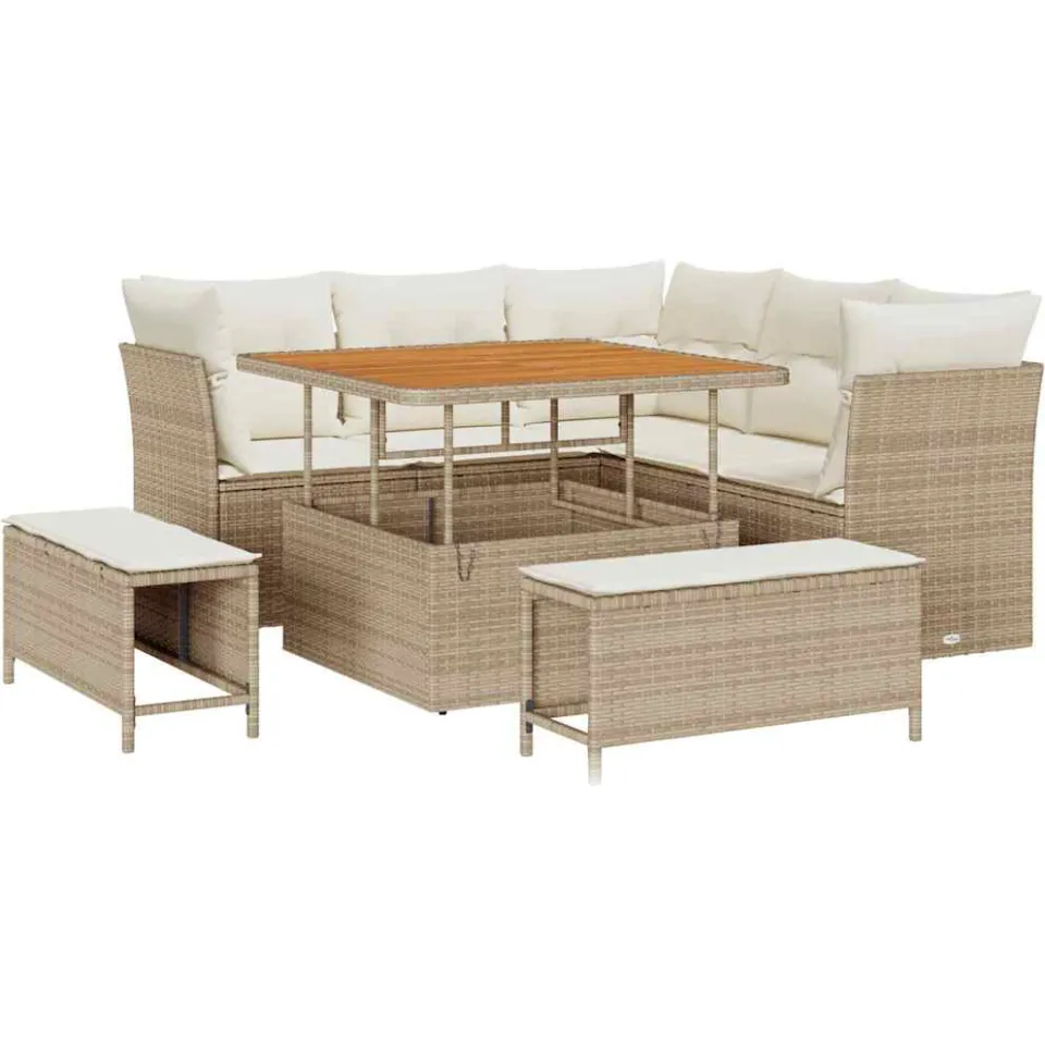 vidaXL Tuinbankenset 8 st Beige poly rattan