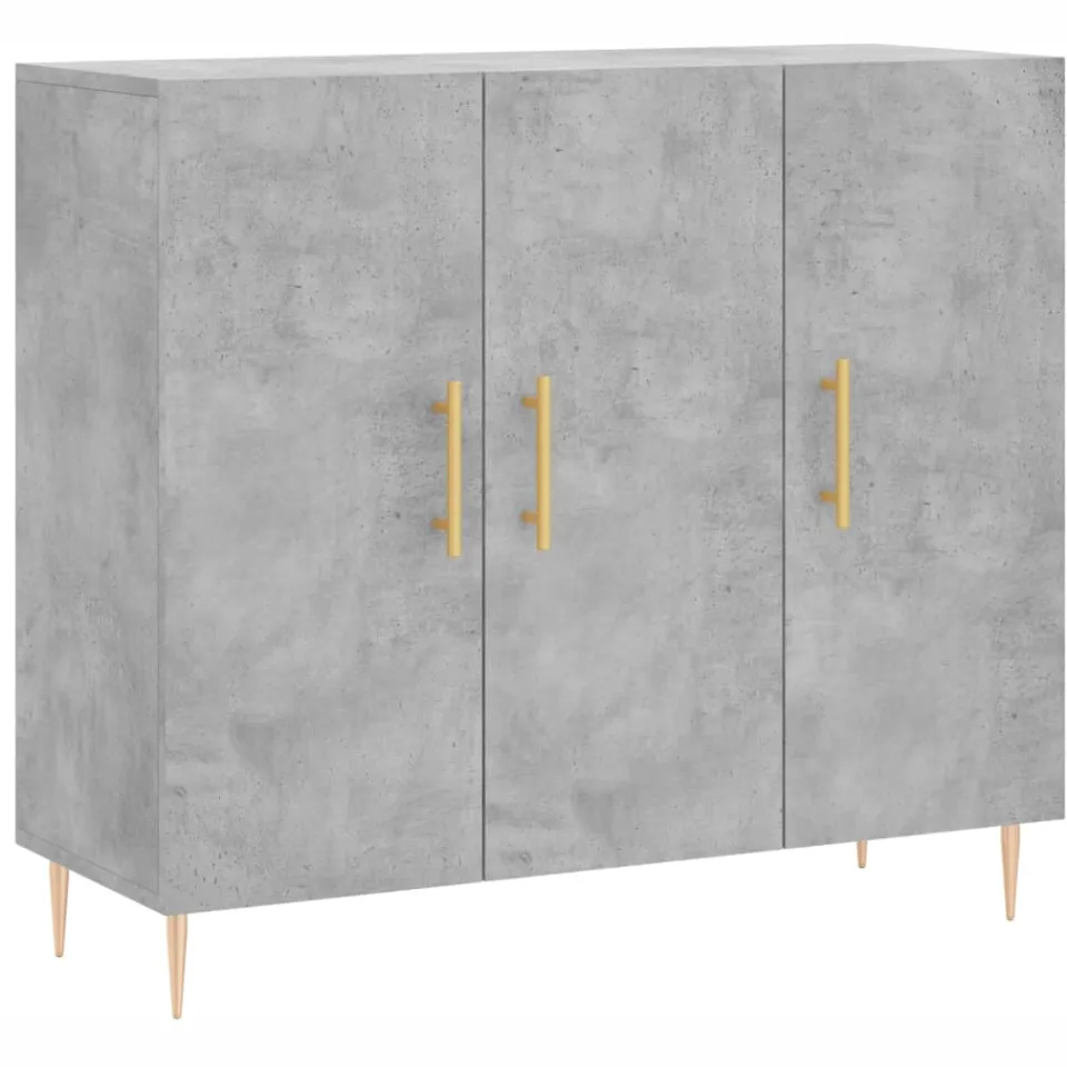 vidaXL Dressoir 90x34x80 cm bewerkt hout betongrijs grijs, foto 3