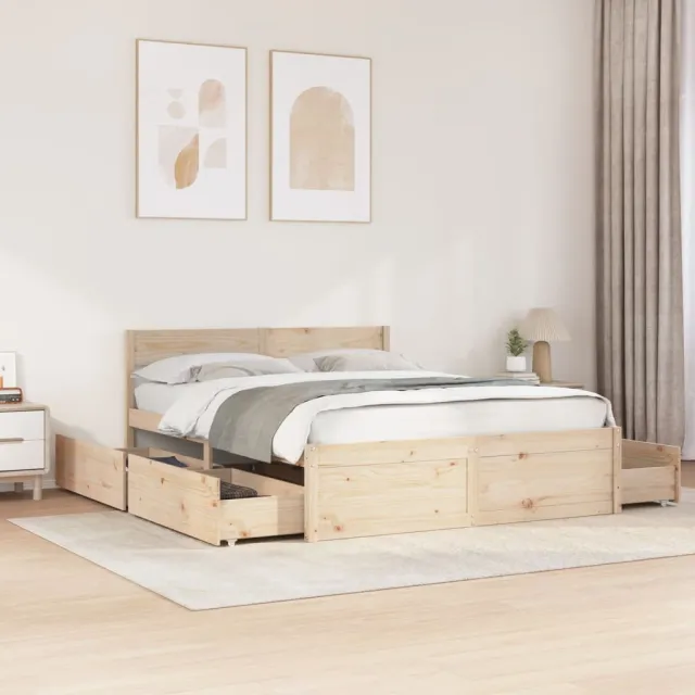 vidaXL Bedframe zonder matras massief grenenhout 140x200 cm Bruin