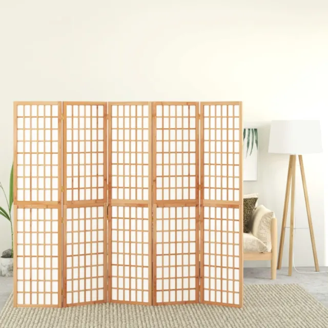 vidaXL Kamerscherm inklapbaar 5 panelen Japanse stijl 200x170 cm bruin, foto 2