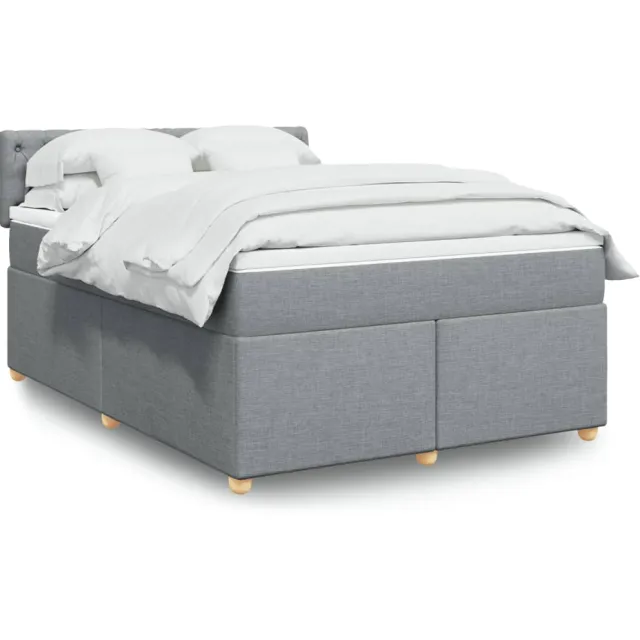vidaXL Boxspring met matras stof lichtgrijs 140x200 cm